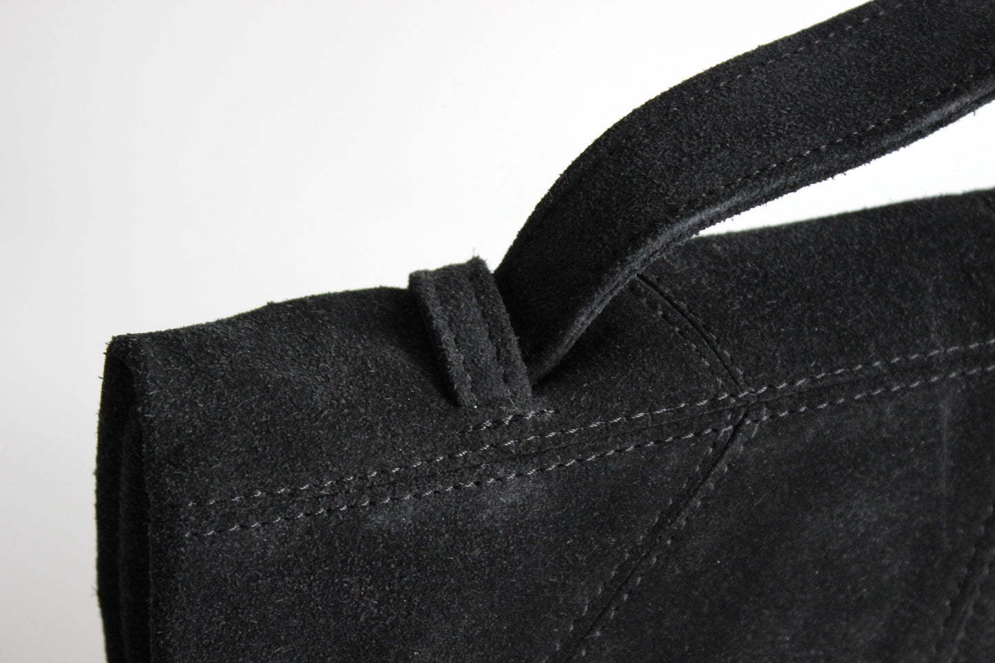 Atos Lombardini – early 2000s black suede clutch with grommet details
