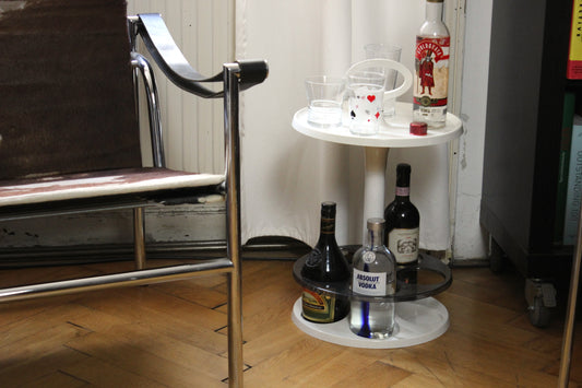White modular plastic bar table made in holland – 1970s space age design