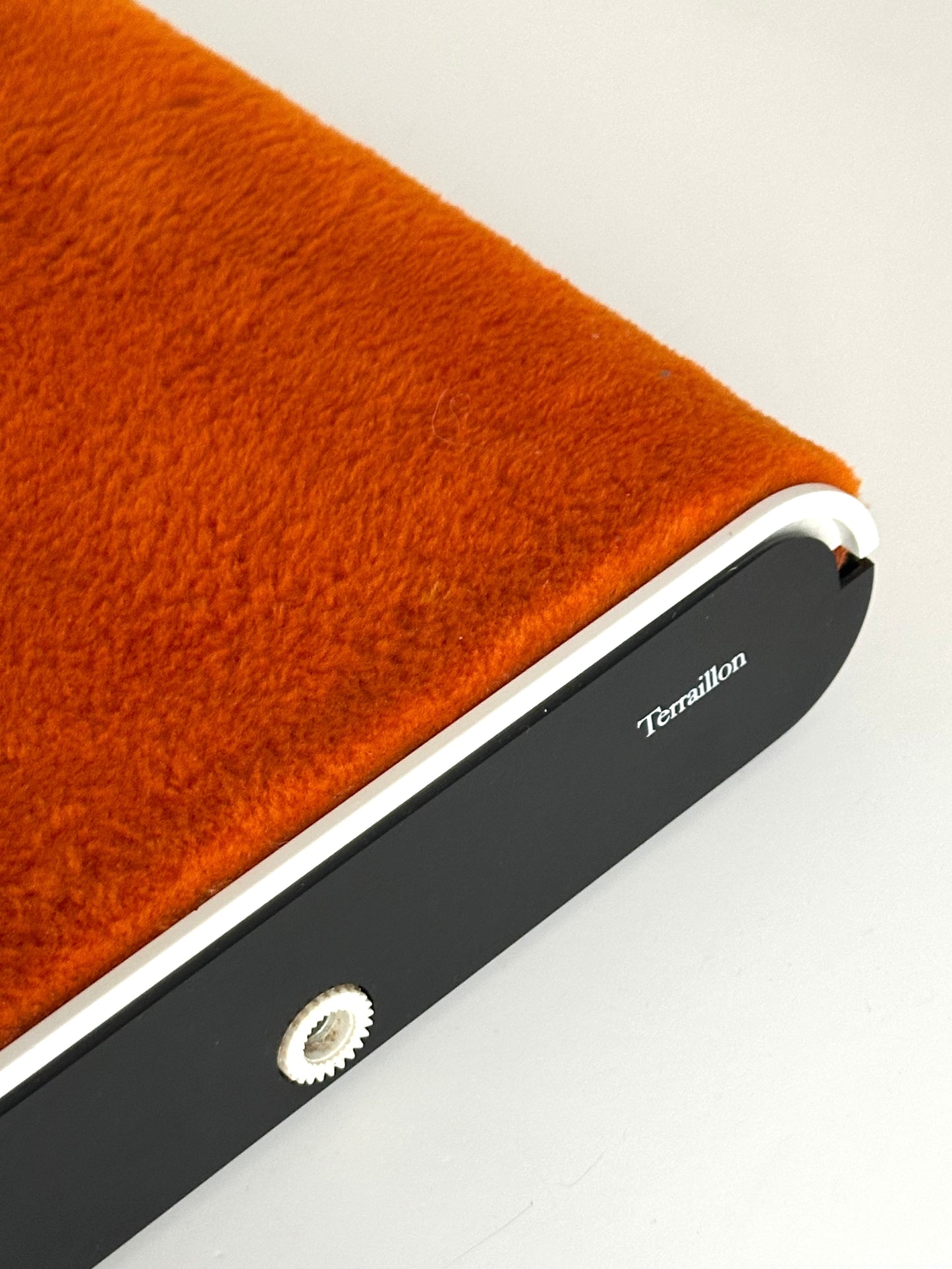 Terraillon bathroom scale with orange shag cover, 1970s
