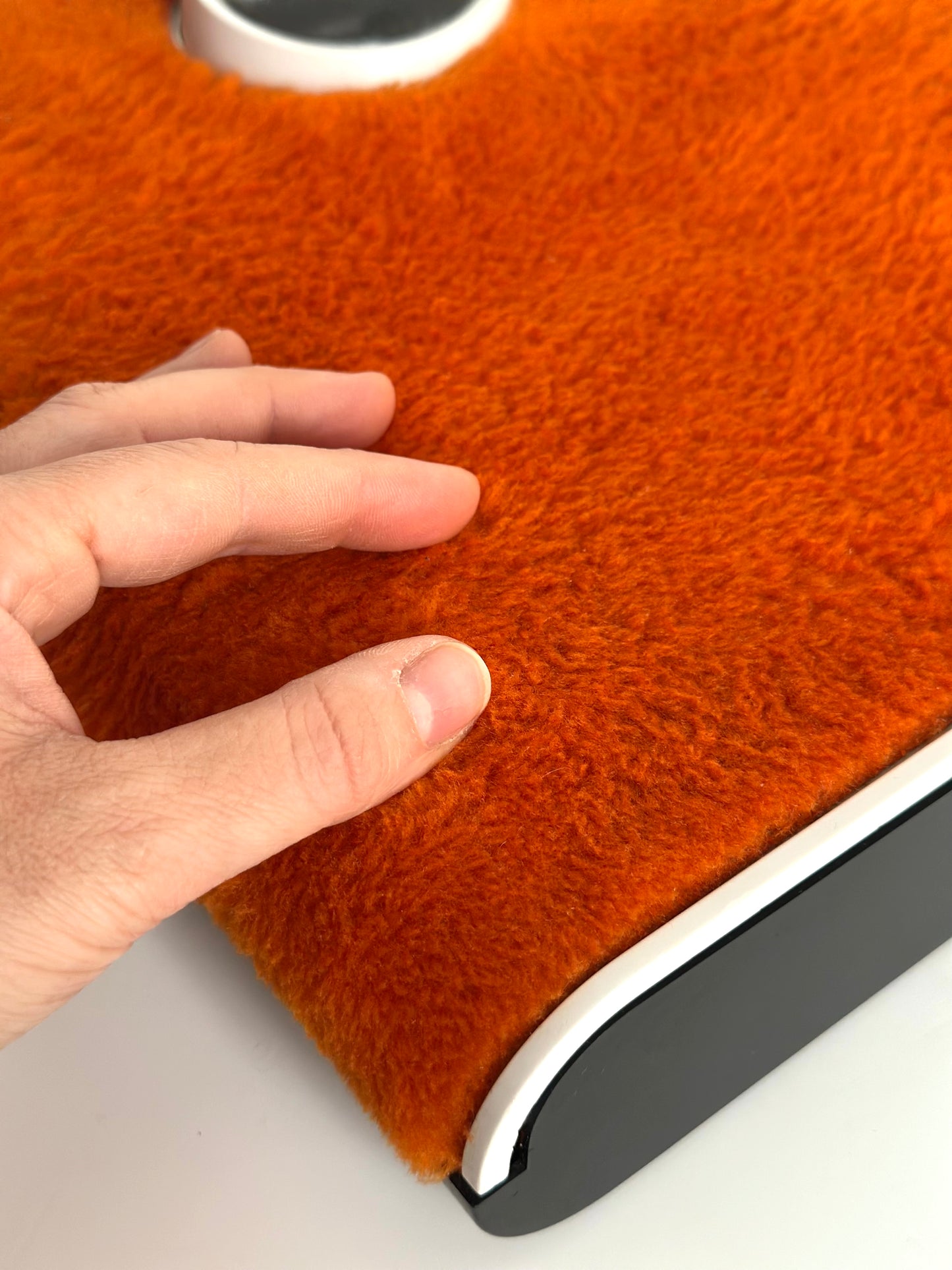 Terraillon bathroom scale with orange shag cover, 1970s