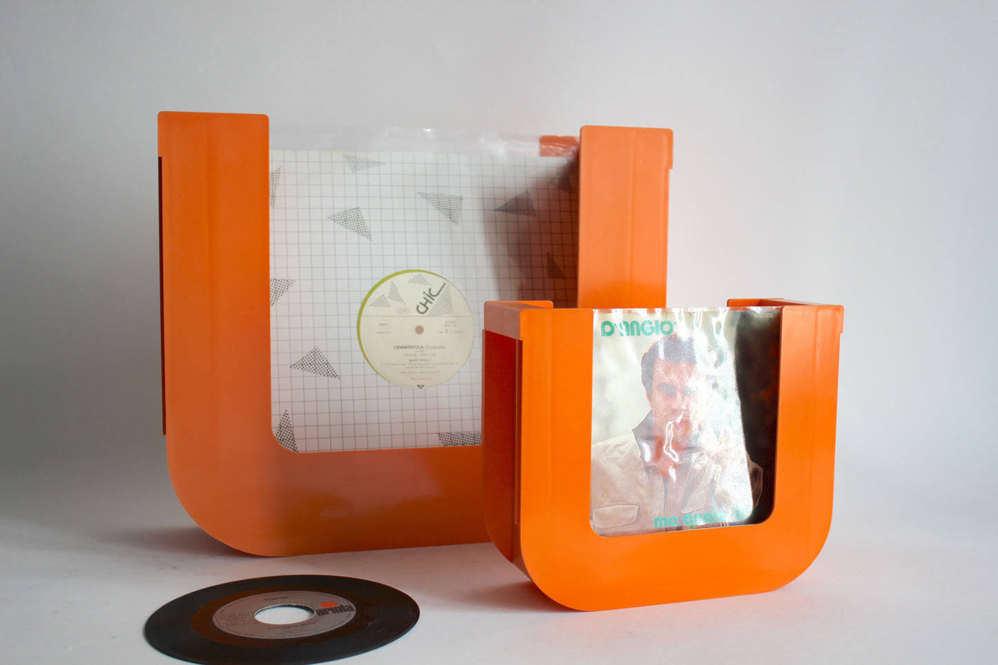 Ubox orange vinyl holders – 1970s german design set for 7” + 12” records