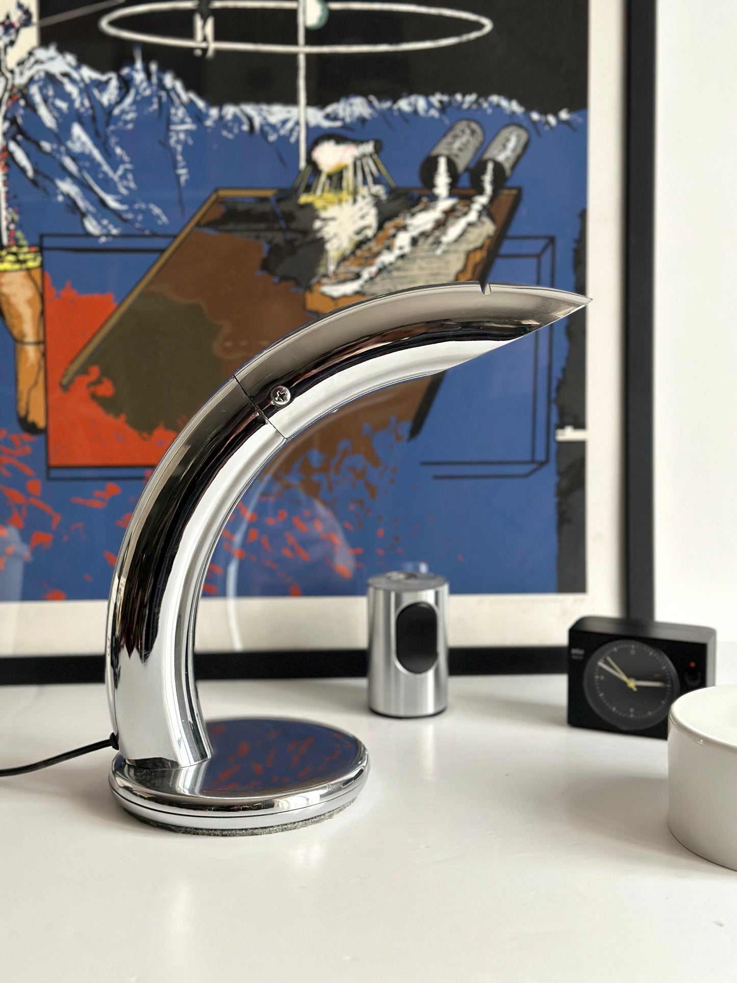 FASE Spain Flipper Lamp. Chrome 1970s.