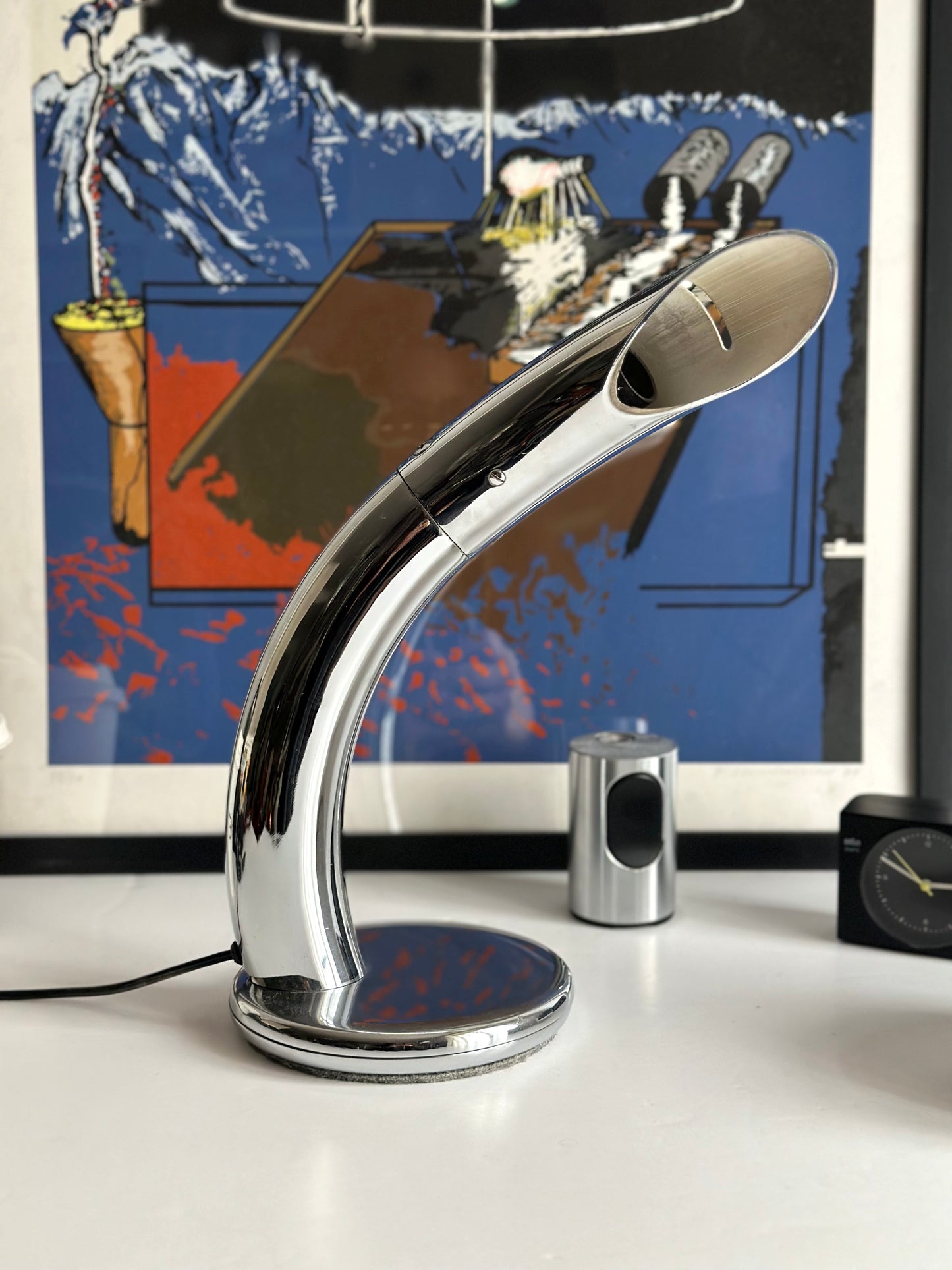 FASE Spain Flipper Lamp. Chrome 1970s.
