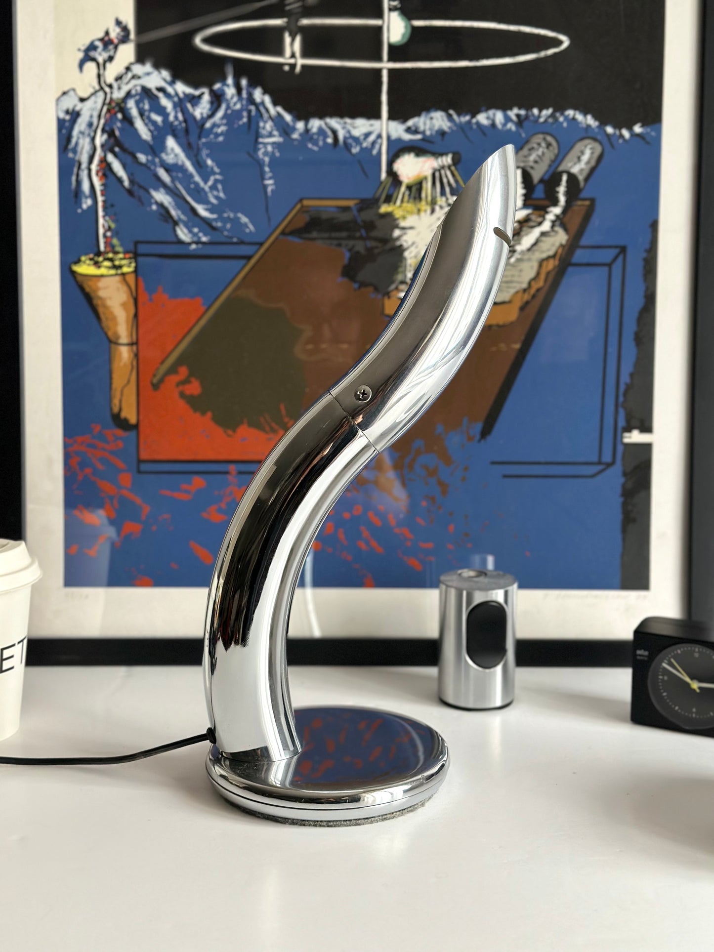 FASE Spain Flipper Lamp. Chrome 1970s.
