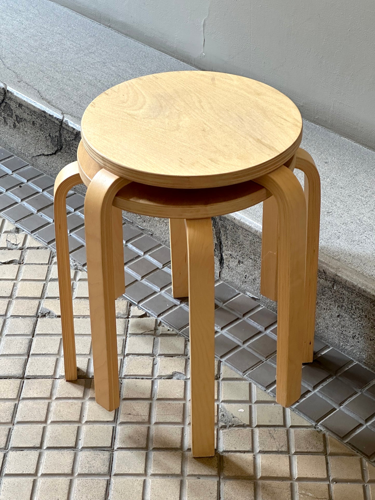 Vintage IKEA FROSTA Stools – Set of 2 – Stackable Birch Plywood Stools – Scandinavian Design – Discontinued IKEA Model