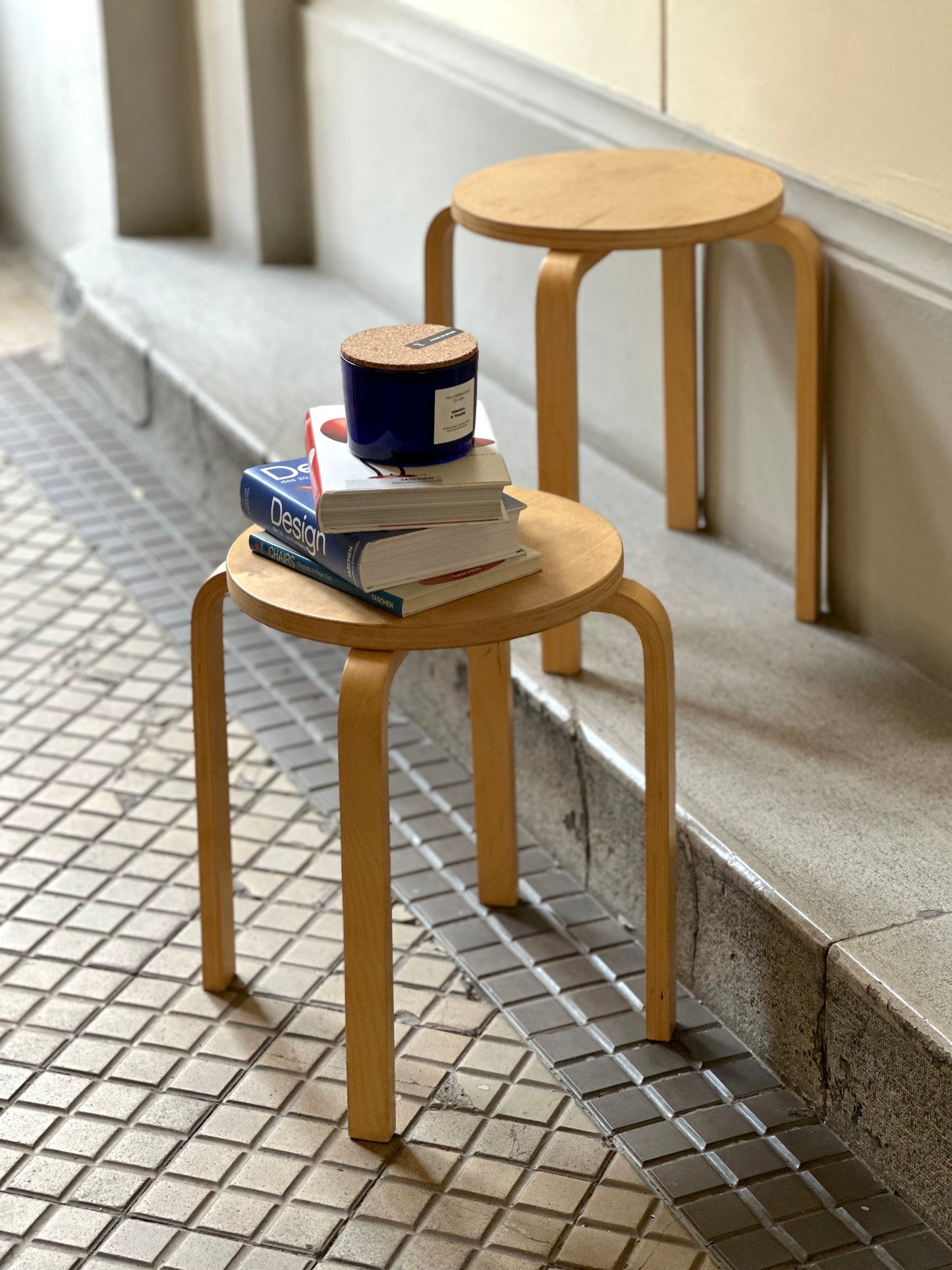 Vintage IKEA FROSTA Stools – Set of 2 – Stackable Birch Plywood Stools – Scandinavian Design – Discontinued IKEA Model
