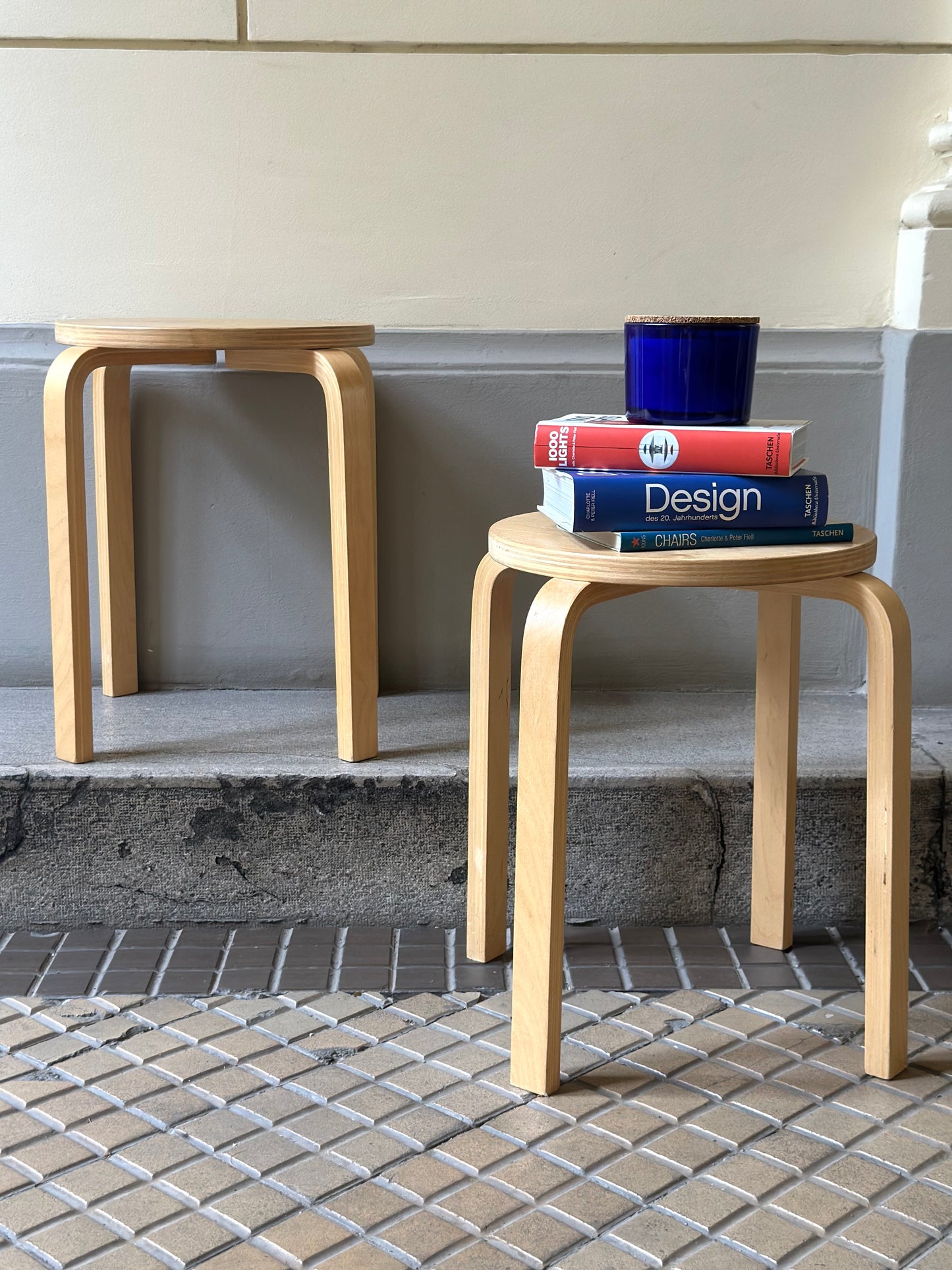 Vintage IKEA FROSTA Stools – Set of 2 – Stackable Birch Plywood Stools – Scandinavian Design – Discontinued IKEA Model