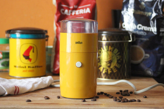 Braun KSM1 Orange Coffee Grinder. Reinhold Weiss. West Germany 1966 Space Age. Midcentury. Minimalist Design (Copia)