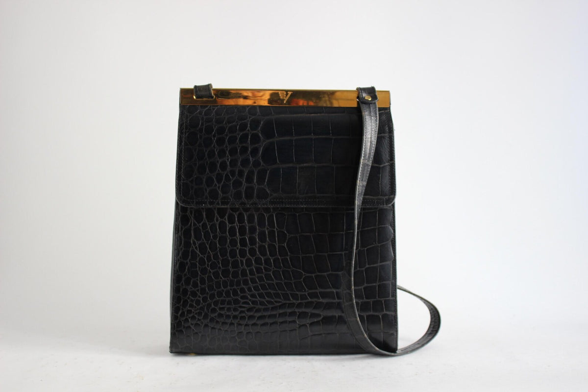 Vintage Vicosta Navy Blue Leather Bag, Italy, 1990s – Minimalist Vibes