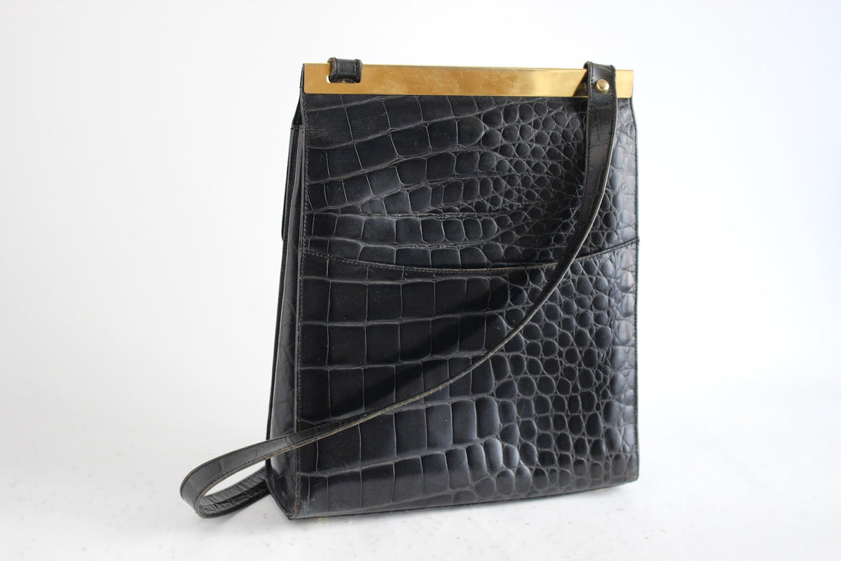 Vintage Vicosta Navy Blue Leather Bag, Italy, 1990s – Minimalist Vibes