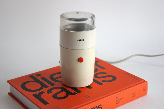 Braun KSM1 white Coffee Grinder. Reinhold Weiss. West Germany 1966 Space Age. Midcentury. Minimalist Design