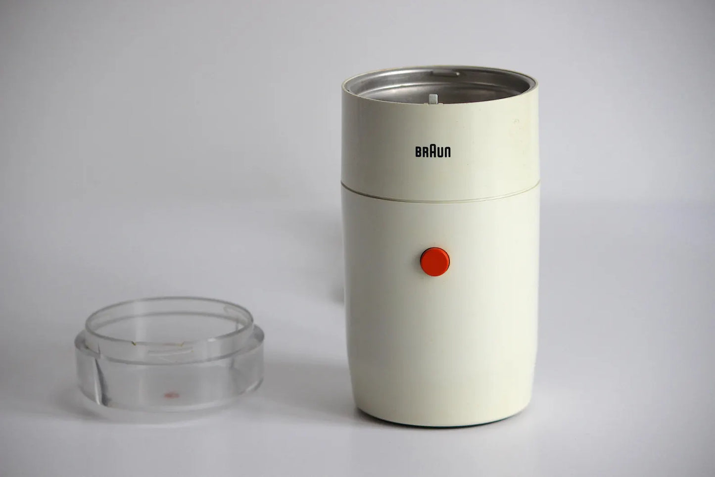 Braun KSM1 white Coffee Grinder. Reinhold Weiss. West Germany 1966 Space Age. Midcentury. Minimalist Design