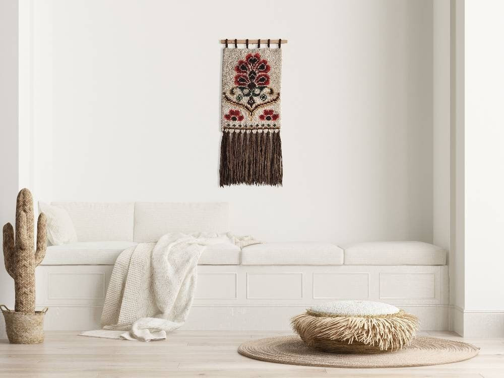 Rya style German wool wall rug. Handmade 60s/70s