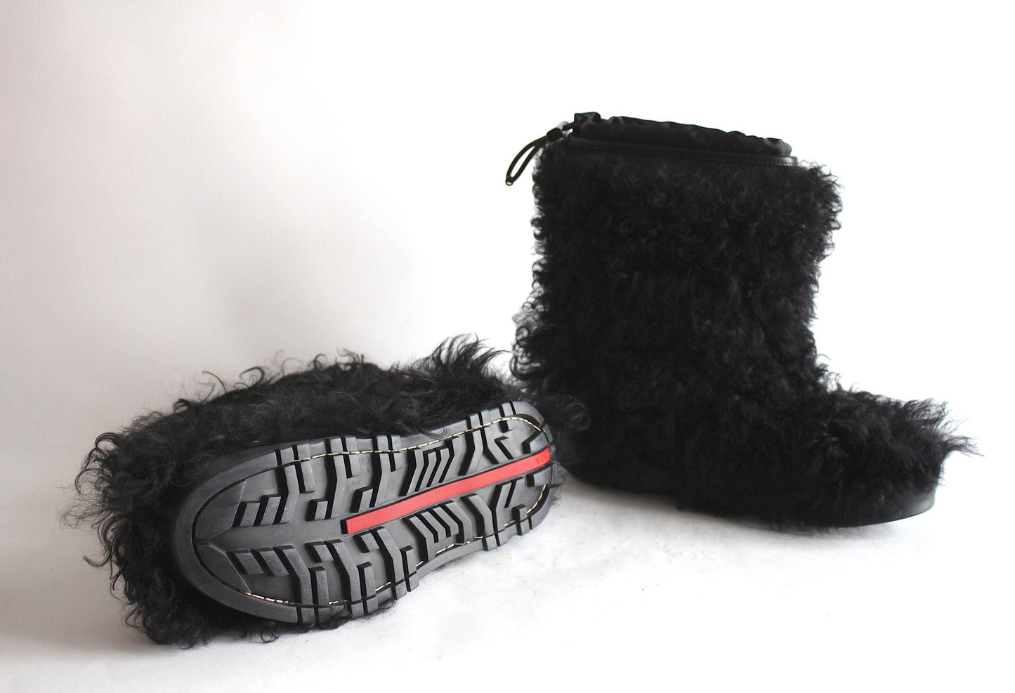 Vintage Glam: Prada Sport Curly Hair Après-Ski Boots from the Early 2000s