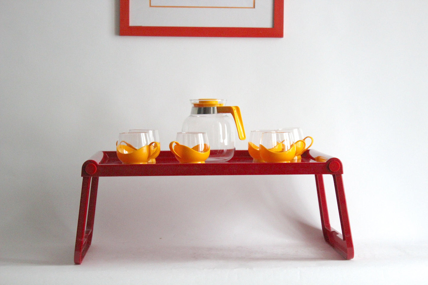 Vintage red Luigi Massoni for Guzzini bed foldable tray - folding table - space age - 1970s/1980s