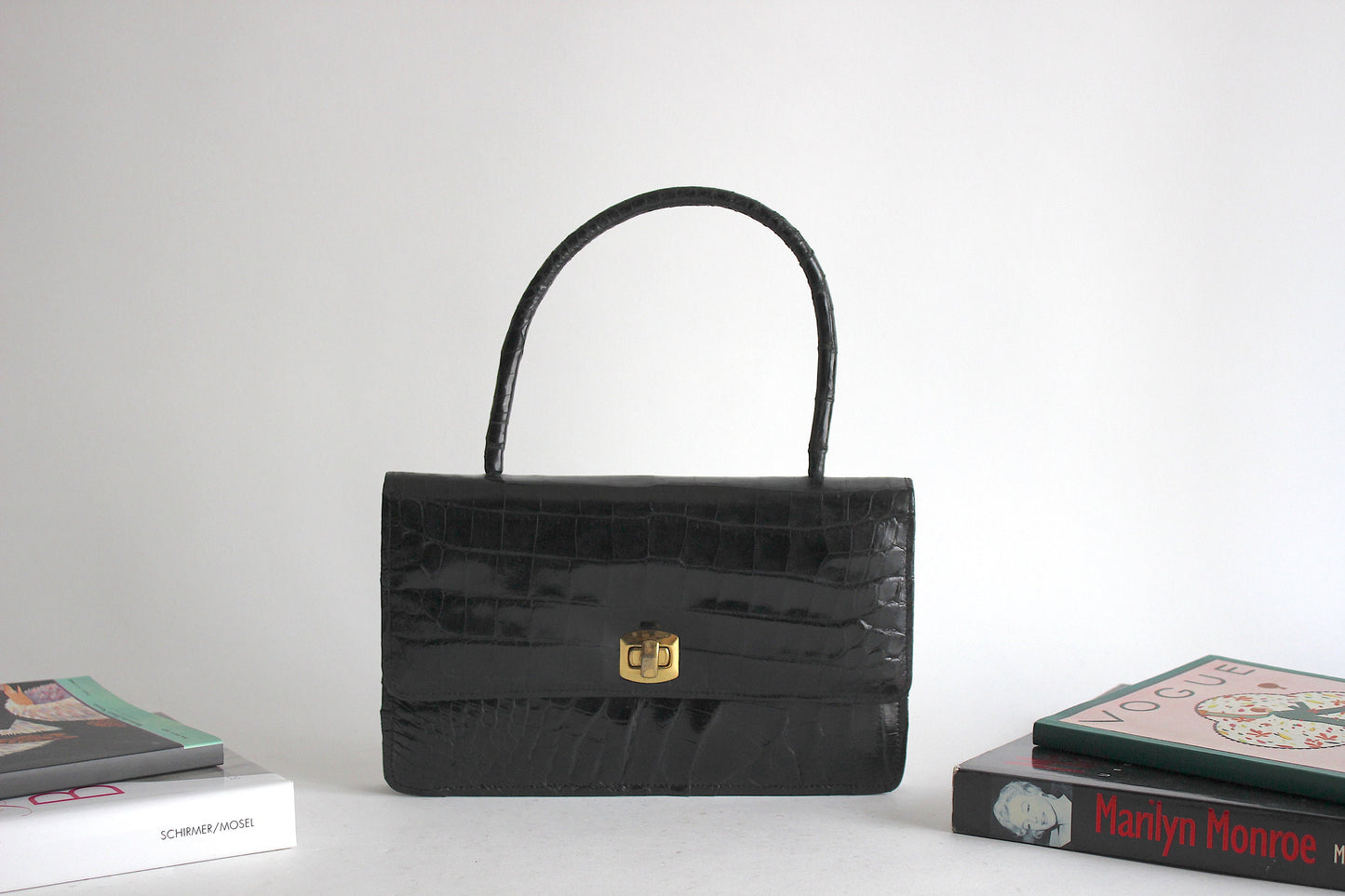 Madame Louise Ltd. Nairobi Vintage glossy black leather handbag. 60s, Kenya