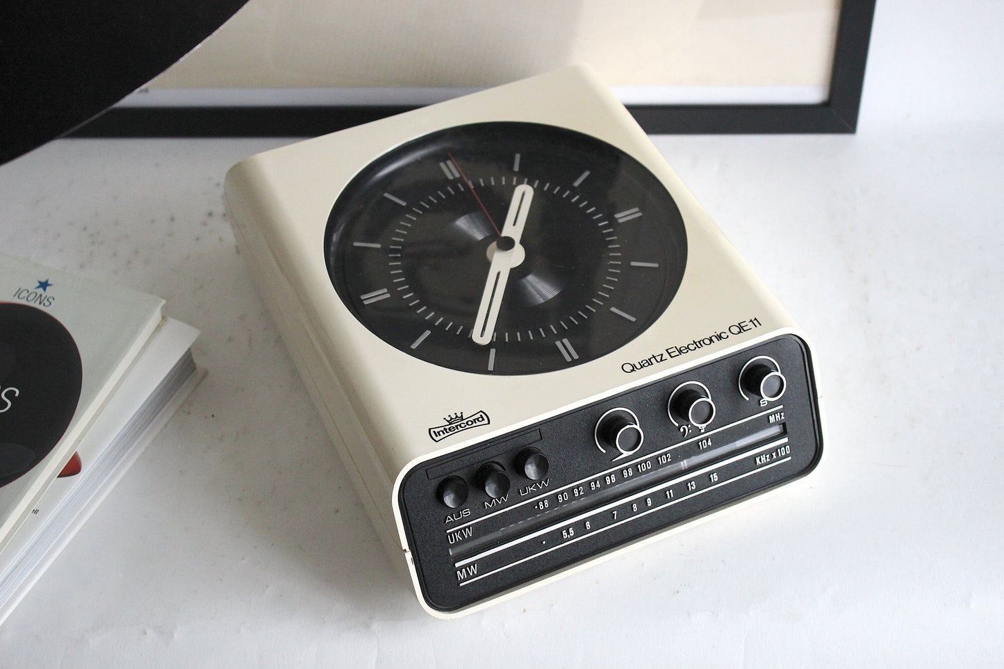 Vintage Intercord Quartz Electronic QE11 Clock Radio - Early 1970s German Space Age Design, Table or Wall Mountable
