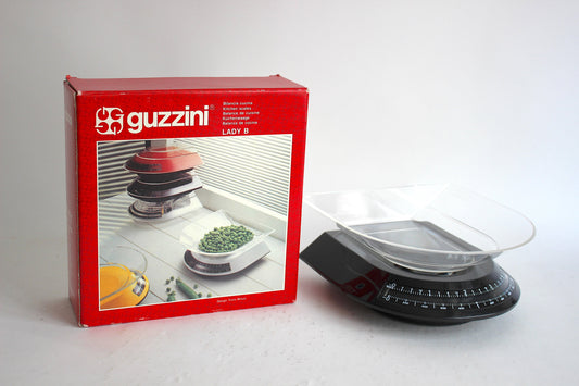 Guzzini Lady B kitchen scale. Memphis style. Fury Minuti. Italy 1980s.