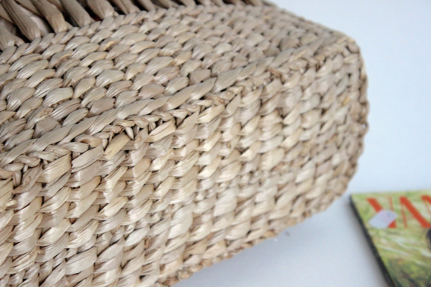 70s vintage straw bag, straw tote, straw basket.