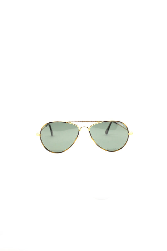 POLAROID 90s Gold Metal aviator Vintage New Old Stock sunglasses