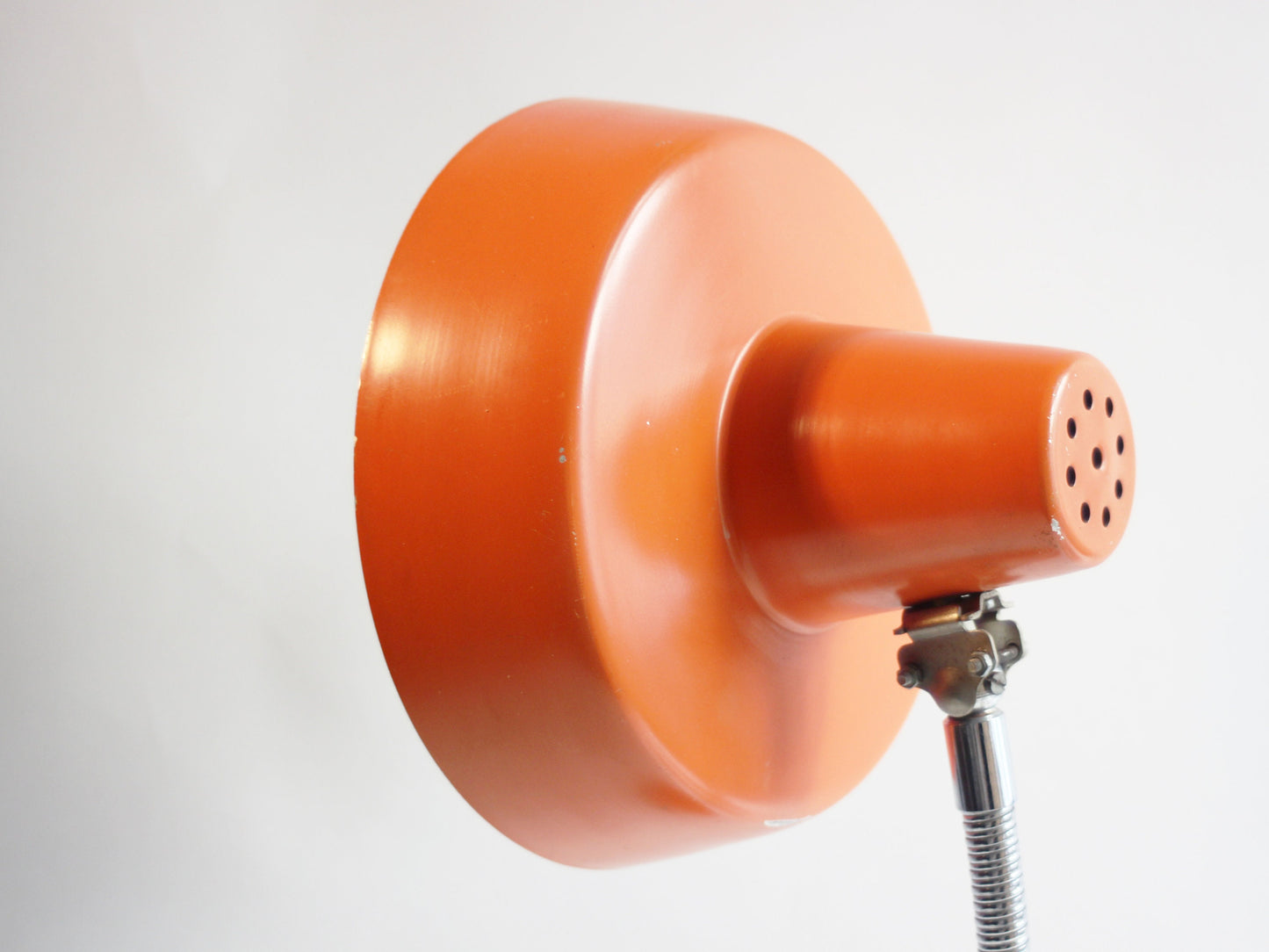 Szarvasi Hungarian Vintage orange gooseneck desk lamp. 70s space age design