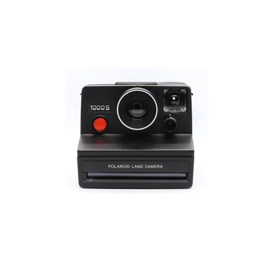 Black Polaroid 1000S Land Cámera - orange shutter button