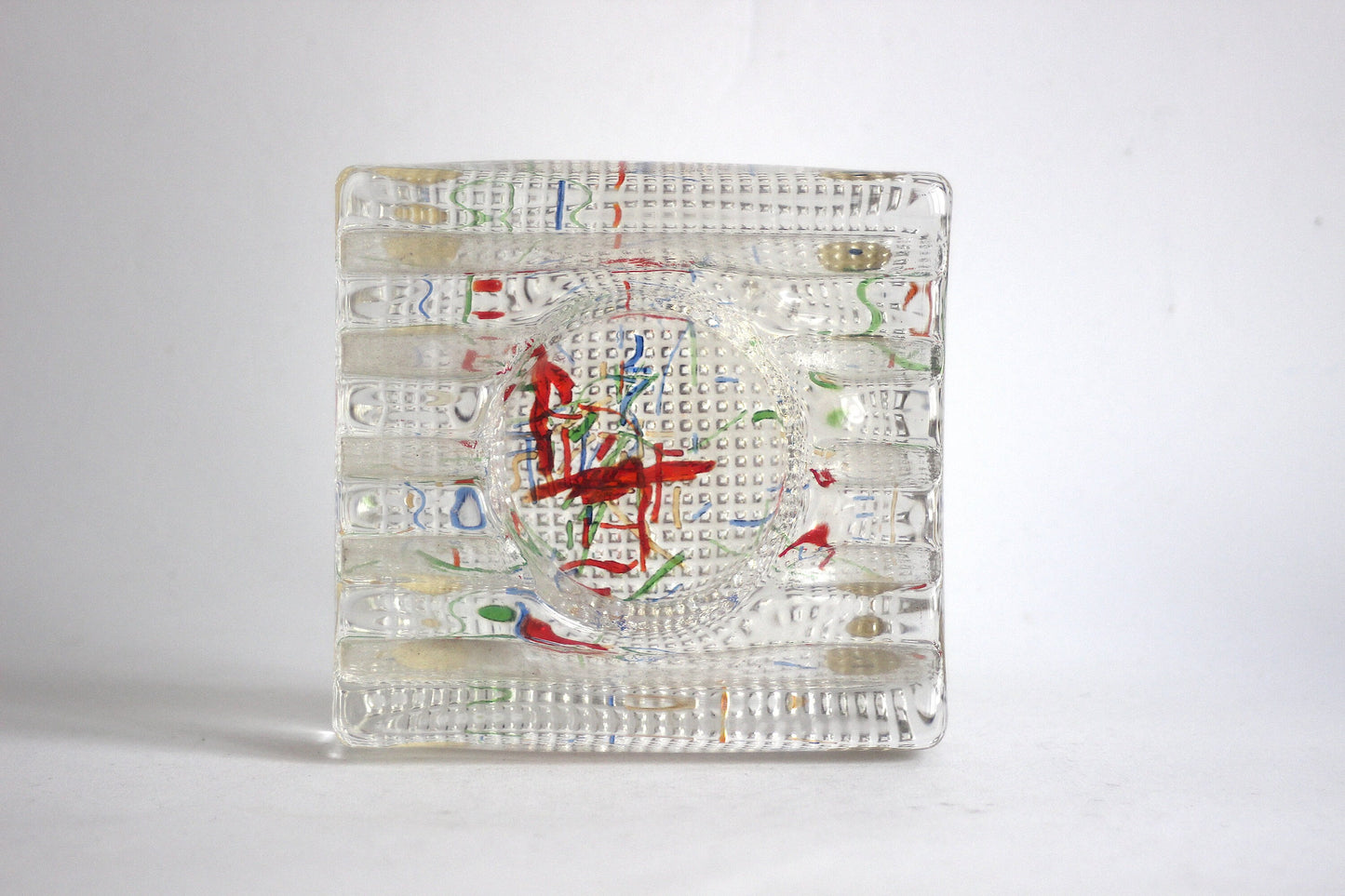 Large Scandinavian Glass Ashtray, Pukeberg style 1970s