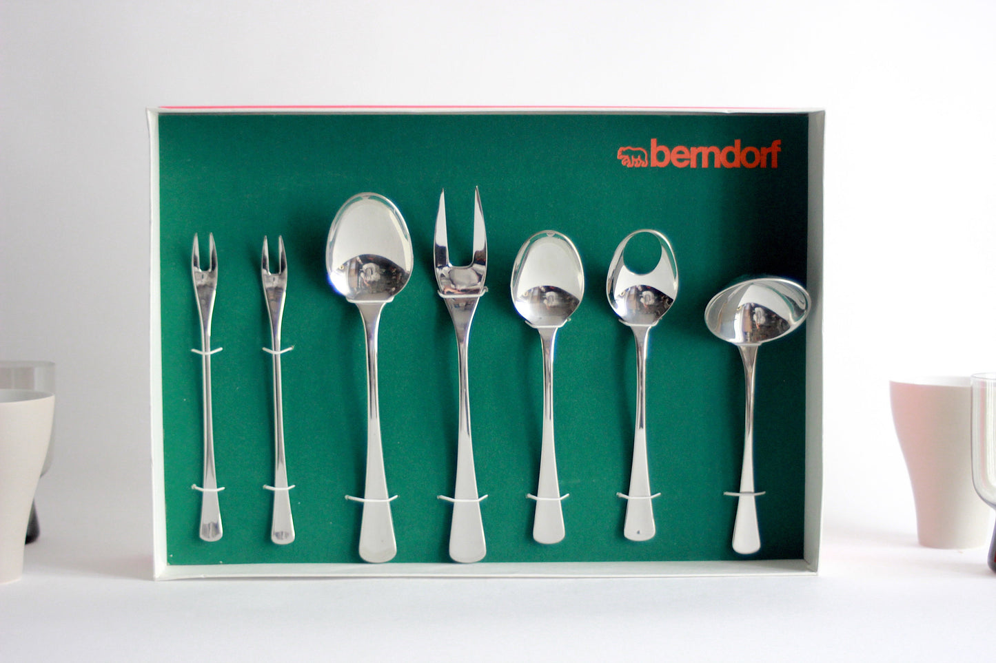 BERNDORF serving cutlery set with original packaging. New unused. Austria, 70s.