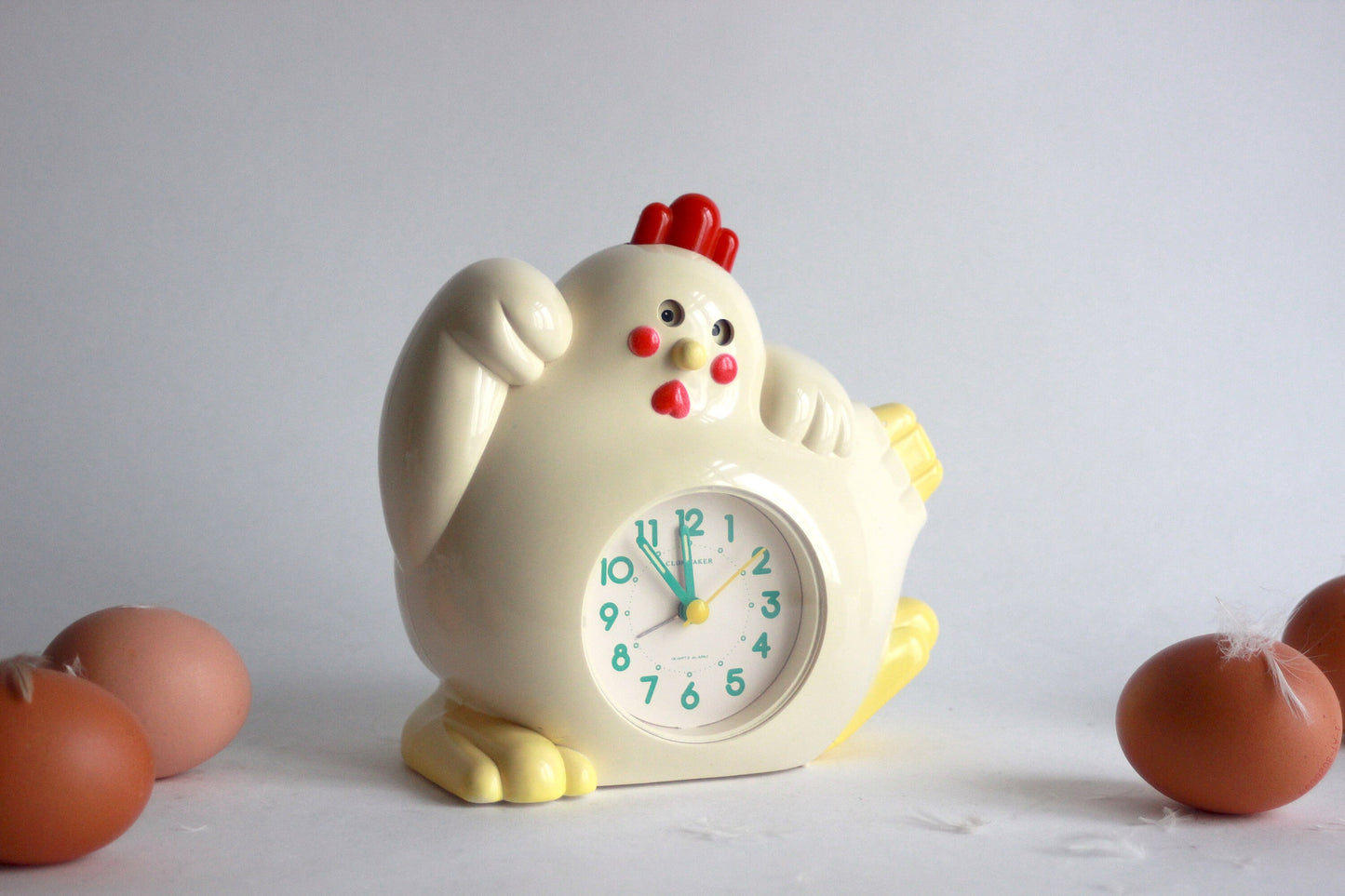 CLOKWAKER rooster shape talking alarm clock. Germany 1980s.