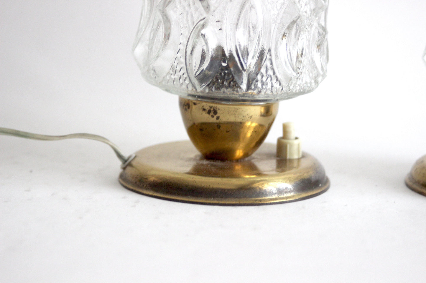 German brass and glass bedside lamp 1950s. Mid-century style.